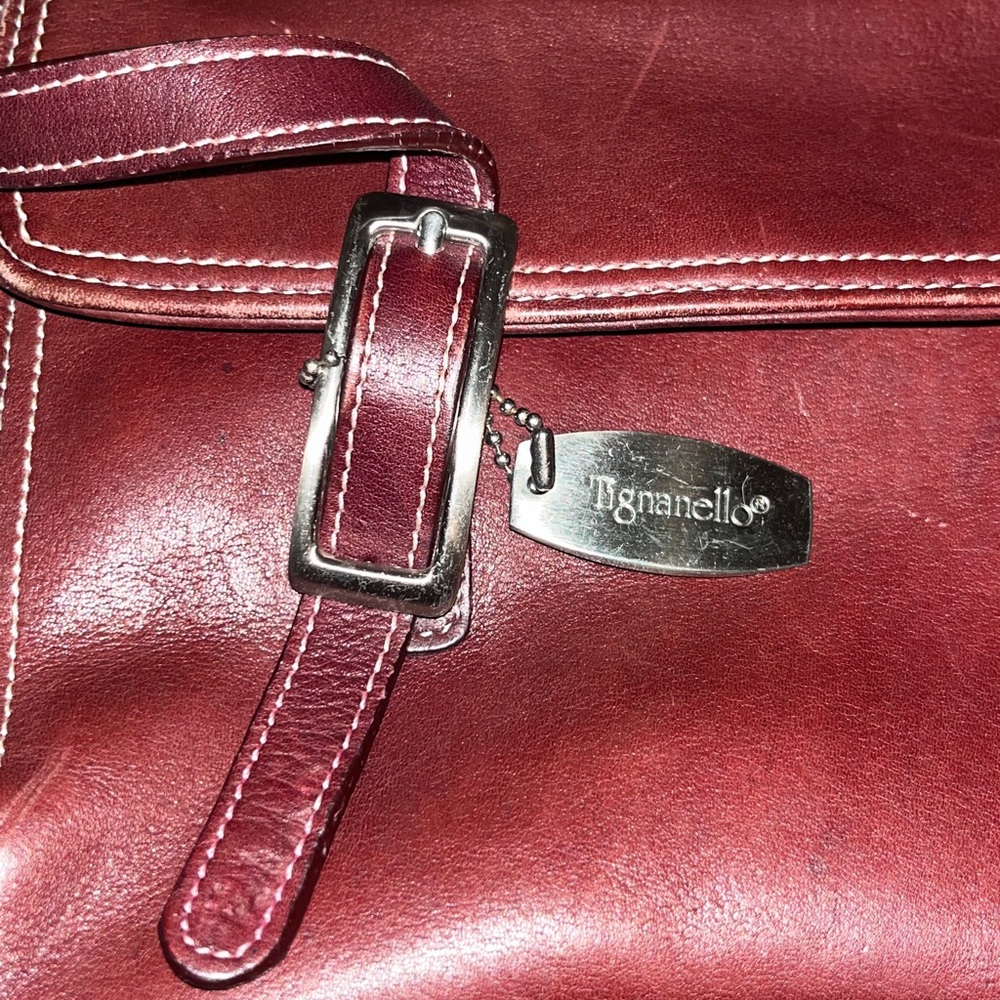 Tignanello BROWN Leather Shoulder Bag with Buckle Accents - Picture 3 of 11